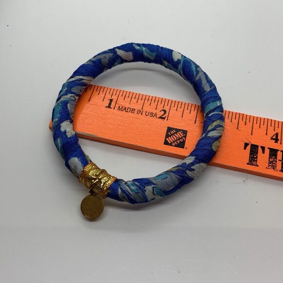 Rosena Sammi Upcycled Sari Fabric Charm Bangles Unique Gold Platted Charms - Picture 3 of 4